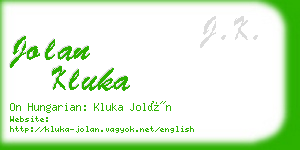 jolan kluka business card